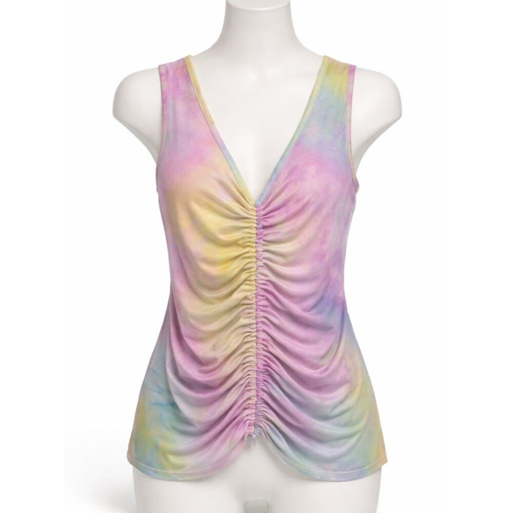 WearEver Tie Dyed Tunic Tank with Gathered Drawstring Front Size 1X EUC